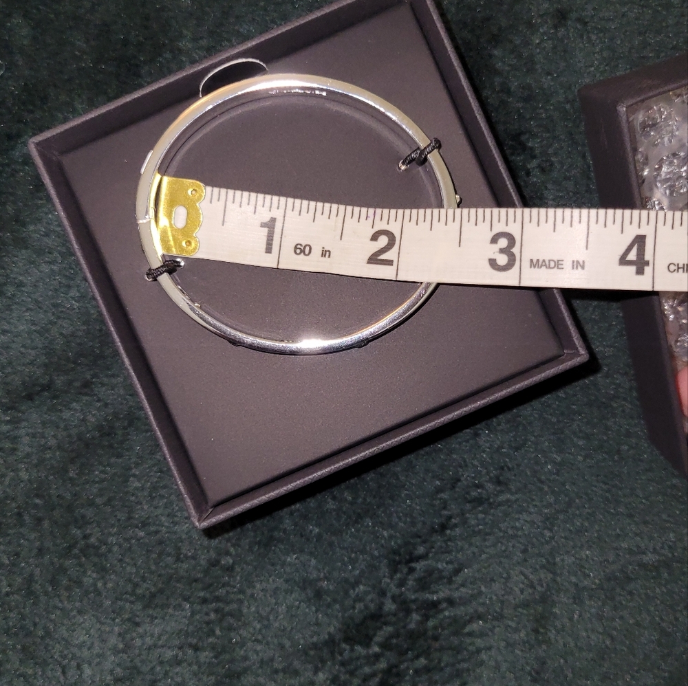 Sterling Silver Coach Bracelet Cutouts with Crystal Accents - Picture 4 of 6
